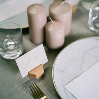 Beech Hexagon Placecard Holder, Set of 6