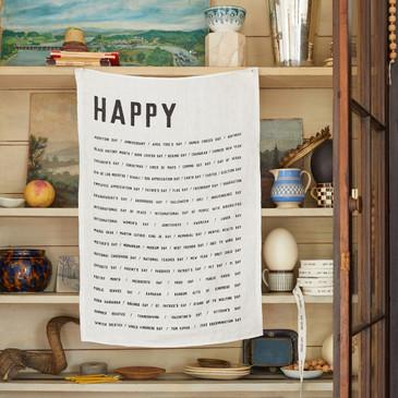 HAPPY PURE LINEN TEA TOWEL