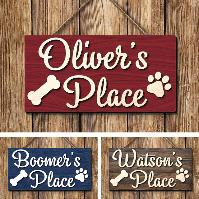 Personalized 3D Dog Name Sign, Custom Dog Name Sign, Gift for Dog Lovers, Dog Paw Crate Sign, Dog Food Area Sign, Dog Kennel Sign, Dog Gifts