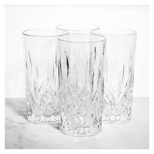 LEMONSODA Crystal Cut Highball Glasses Set of 4 – 12Oz