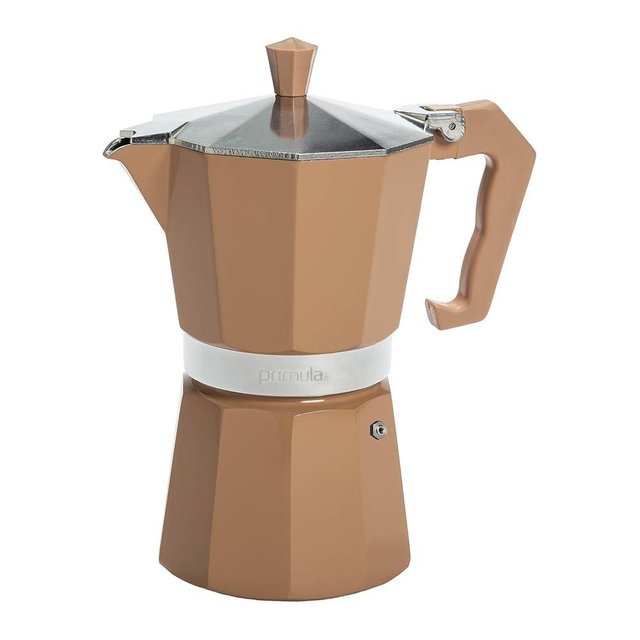 Primula Classic Stovetop Espresso and Coffee Maker, Moka Pot for Italian and Cuban Café Brewing, Greca Coffee Maker, Cafeteras, 6 Espresso Cups, Caramel