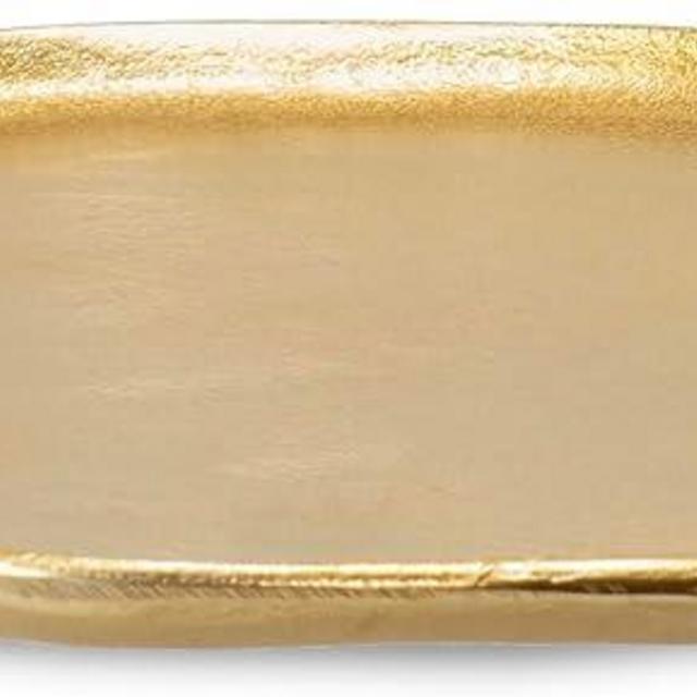 Red Co. 12” Dia Decorative Uneven Round Textured Metal Centerpiece Plate Tray, Gold