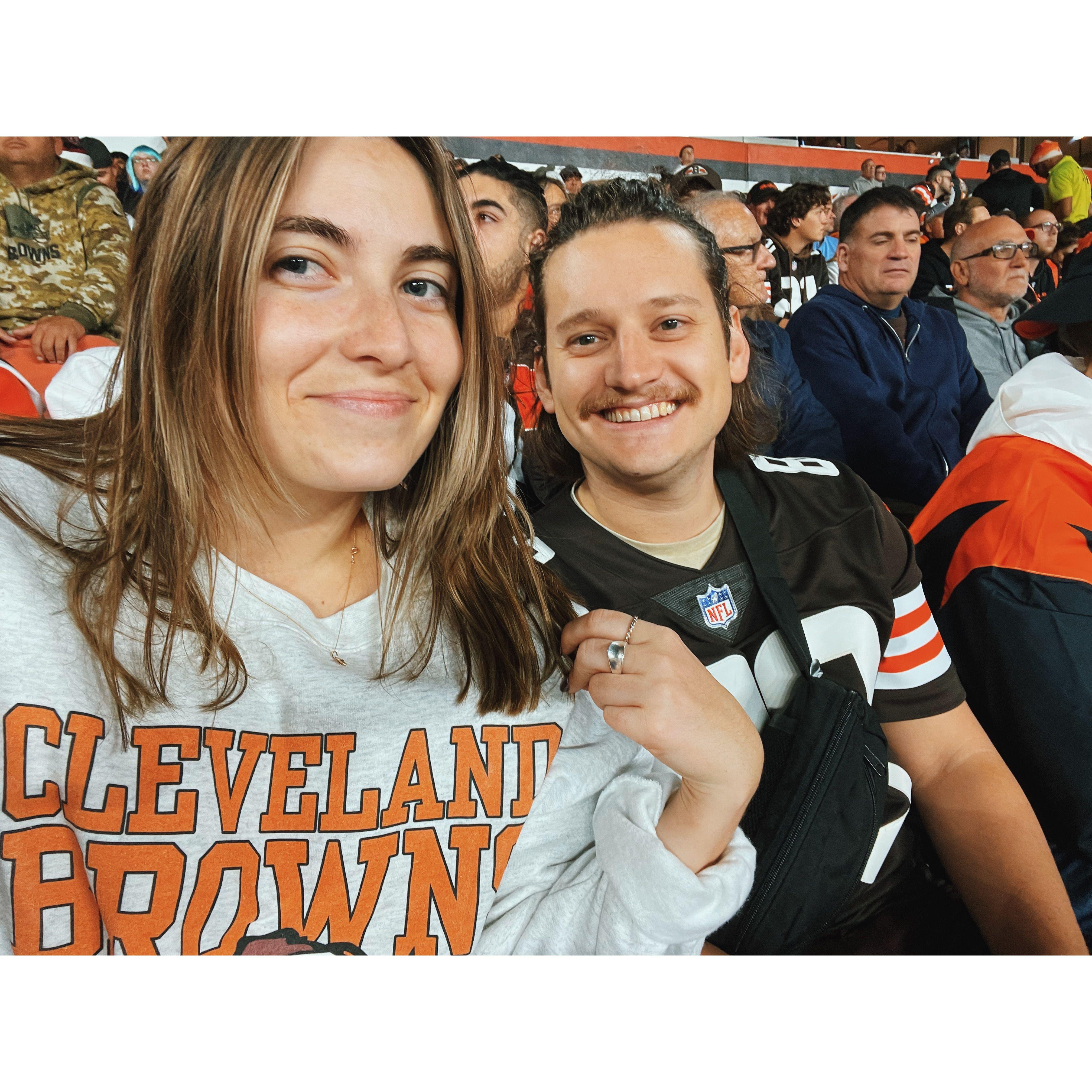 Betsy's first Cleveland Browns game -- Craig somehow made her a fan.