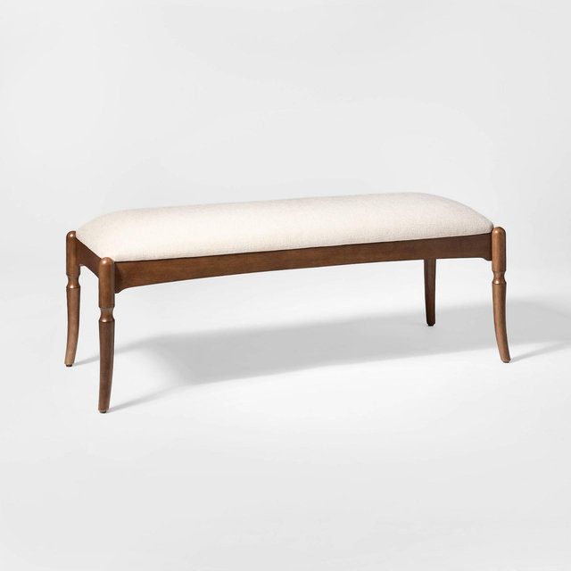 Cabriole Leg Upholstered Bench Dark Walnut - Threshold™ designed with Studio McGee