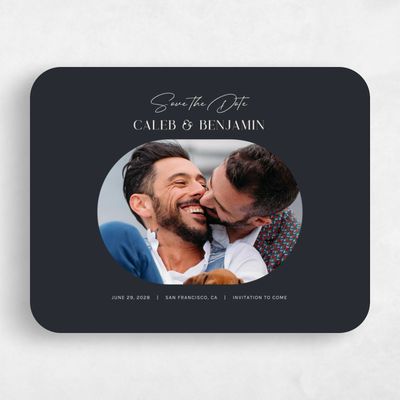Black Rounded Wedding Save the Date - Latona Classic