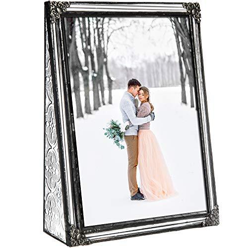 5x7 Picture Frame Clear Glass Wedding Photo Frame Family Anniversary Baby Keepsake Gift Vintage Home Décor J Devlin Pic 360-57V (5x7 Vertical)