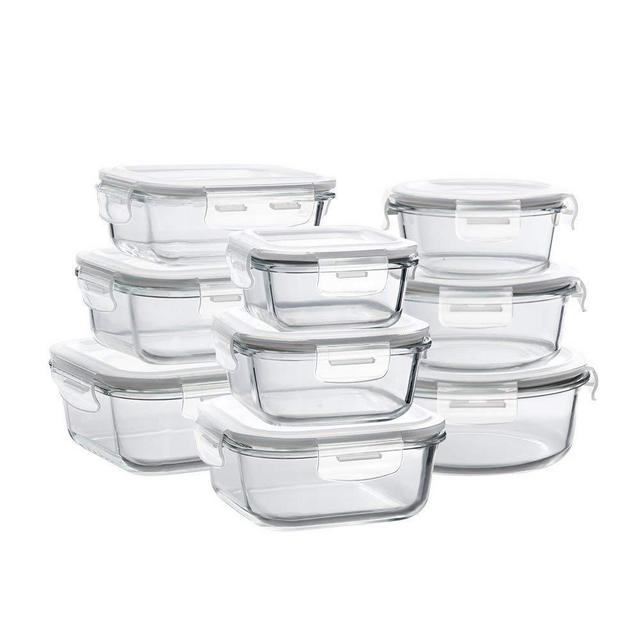 Glass Storage Containers with Lids, 18 Pieces Glass Meal Prep Containers Airtight, Glass Food Storage Containers, Glass Containers for Food Storage with Lids - BPA-Free & FDA Approved & Leak Proof