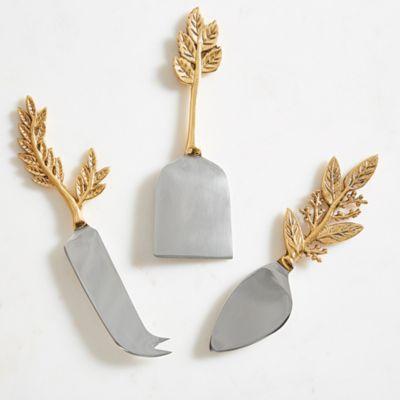 Ballard Designs Winter Greenery Cheese Knives - Set of 3