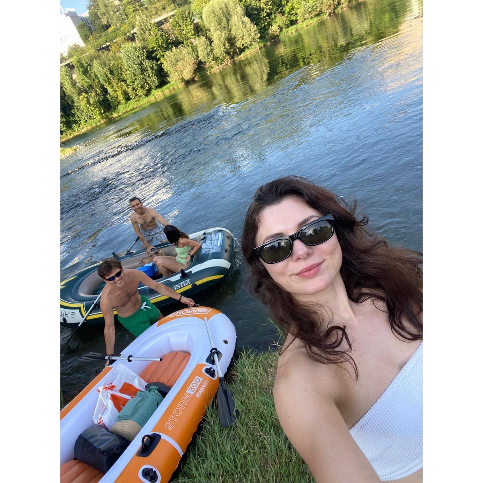 Floating down the Limmat on our third date!