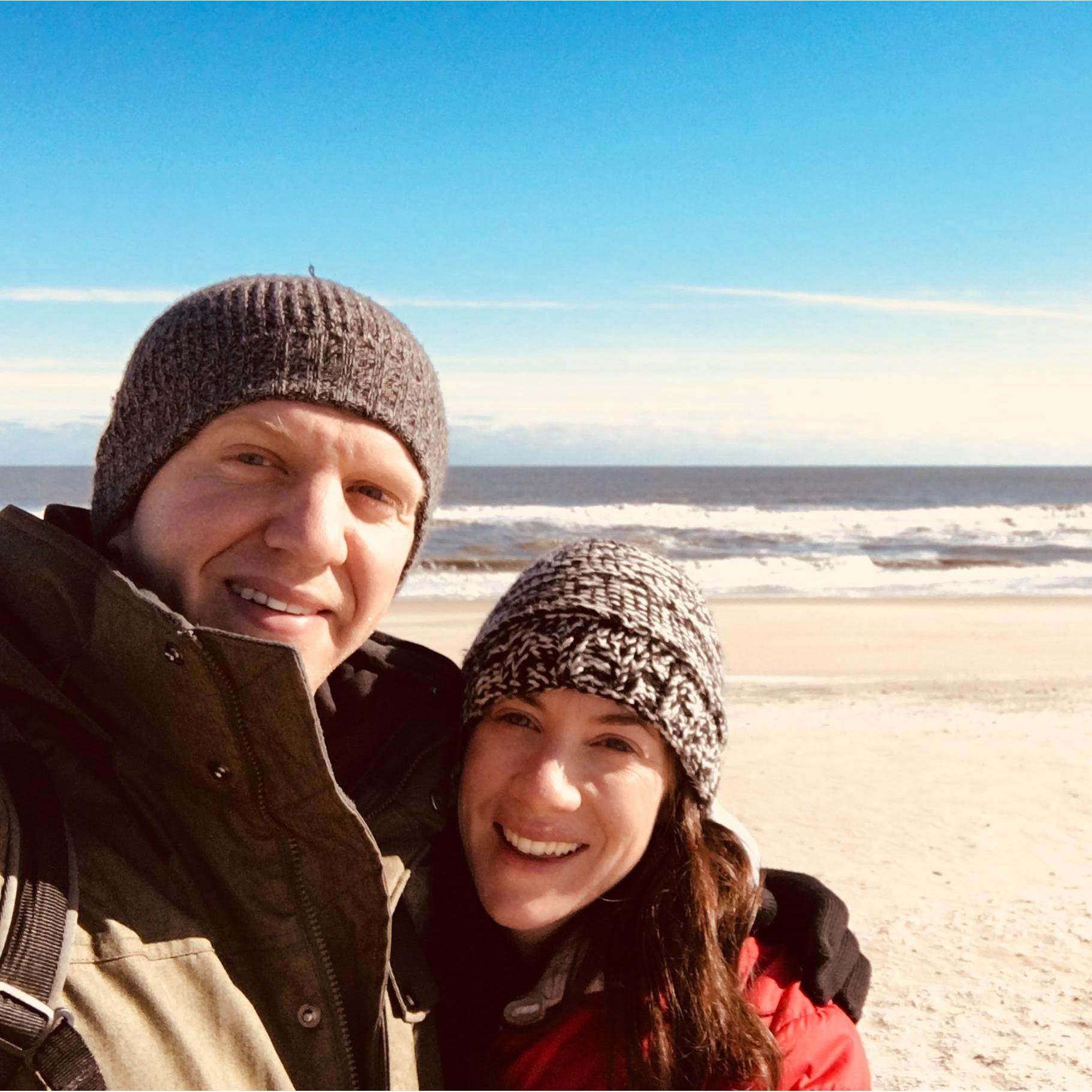 Coldest we've ever been on a beach :) somewhere near Chincoteague