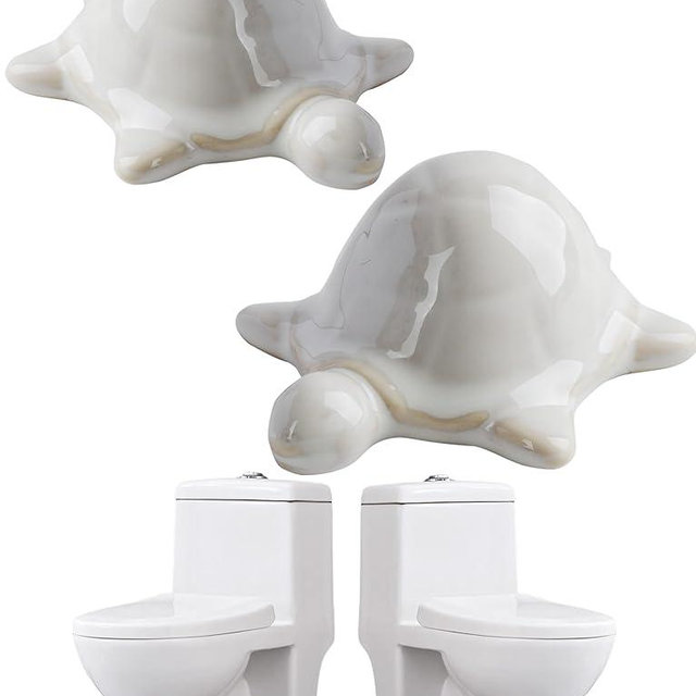 WANSHUNLMI White Sea Turtle Toilet Floor Bolt Caps, Ceramic Sea Turtle Toilet Bolt Covers, Cute Bathroom Decor, Fun Turtle Themed Gadgets (White Sea Turtle)