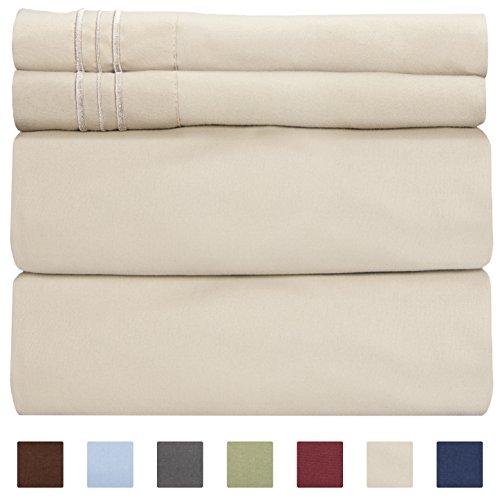 California King Size Sheet Set – 4 Piece - Hotel Luxury Bed - Extra Soft - Deep Pockets - Breathable & Cooling - Wrinkle Free - Comfy – Beige Tan Sheets - Cali Kings Sheets Beige Tan 4PC