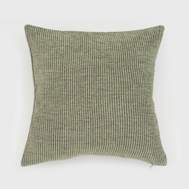 18"x18" Elsa Reversible Woven Striped Chenille Square Throw Pillow Green - Evergrace