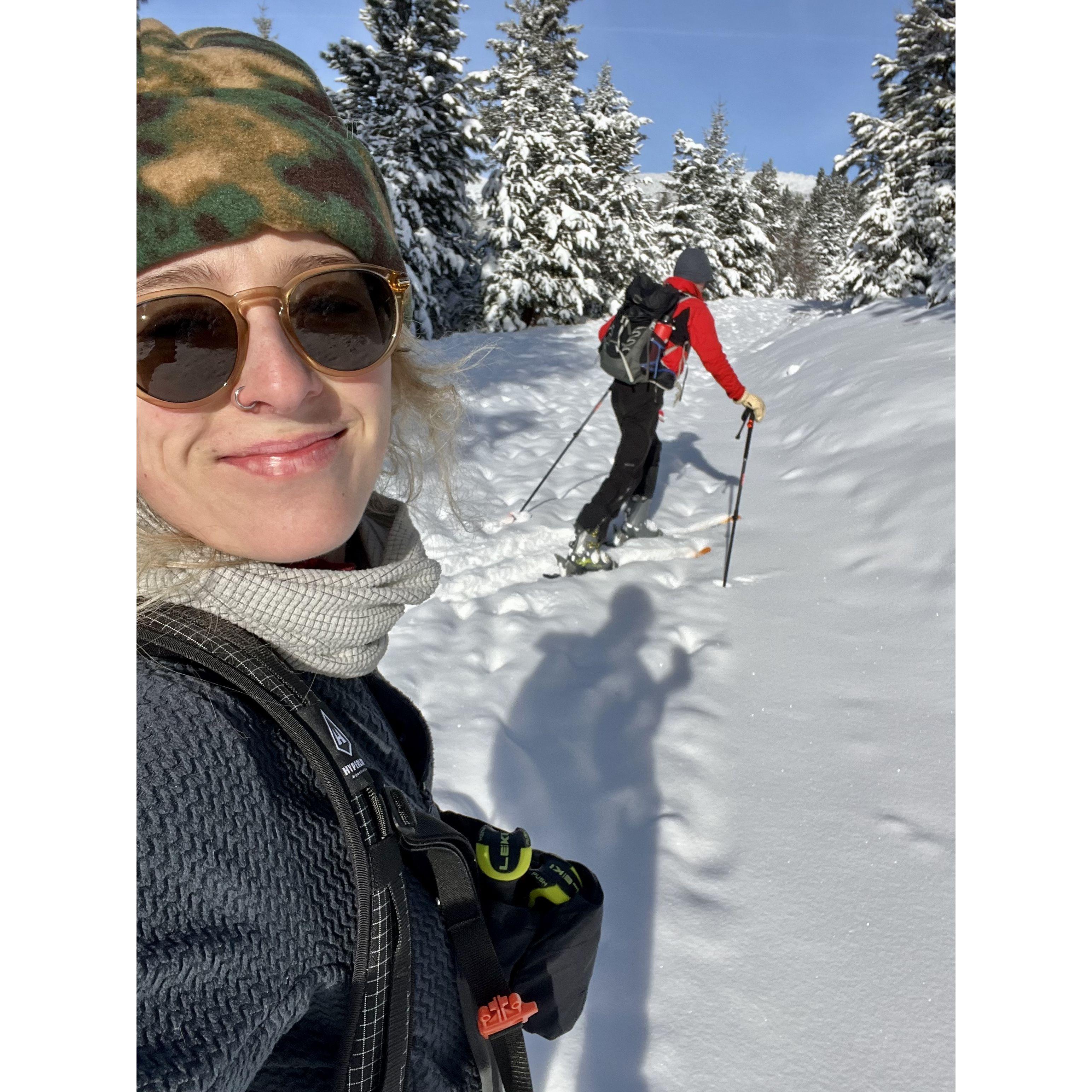 On a winter ski trek!