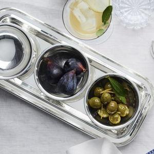 Heirloom Silver Footed Condiment Bowls & Tray