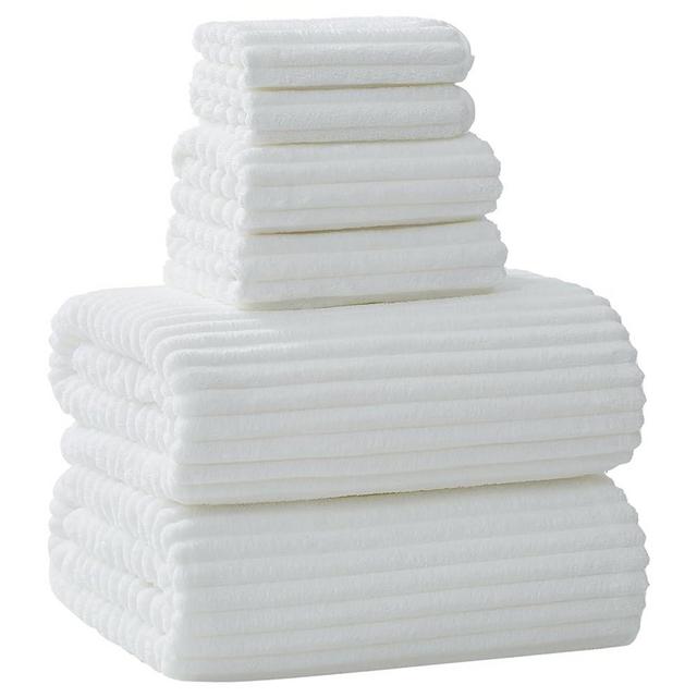 NALIVO Extra Large Bath Towel Set of 6 (40"x80"),Oversized Bath Sheet Super Soft Highly Absorbent Microfibers Quick Dry Luxury Shower Towel for Bathroom Spa Gym Hotel Yoga(White, 6Piece)