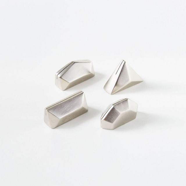 Geo Placecard Holders, Assorted Set of 4, Silver