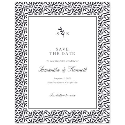 Ebony, White Wedding Digital Save the Date - Thalia Portrait