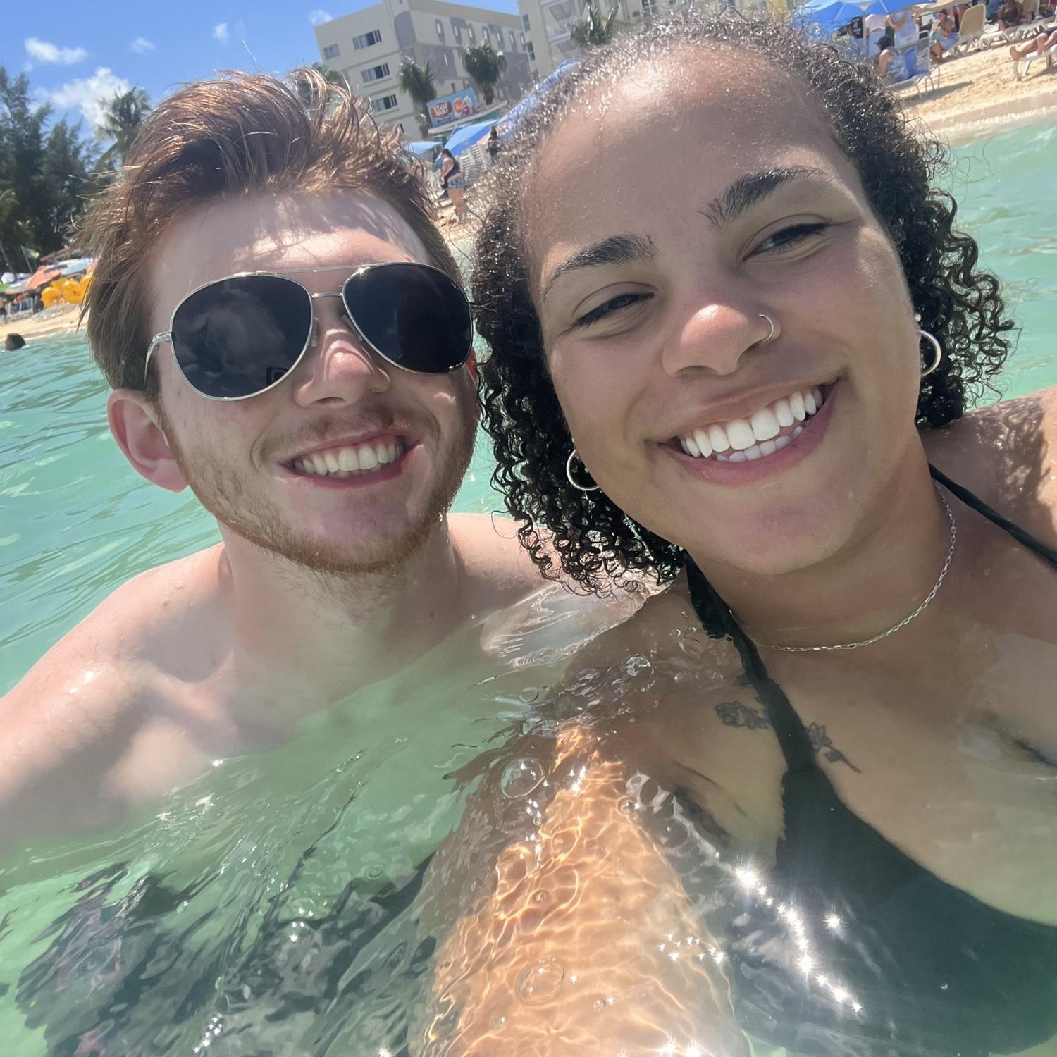 Swimming in Nassau on our first cruise together September 2023.