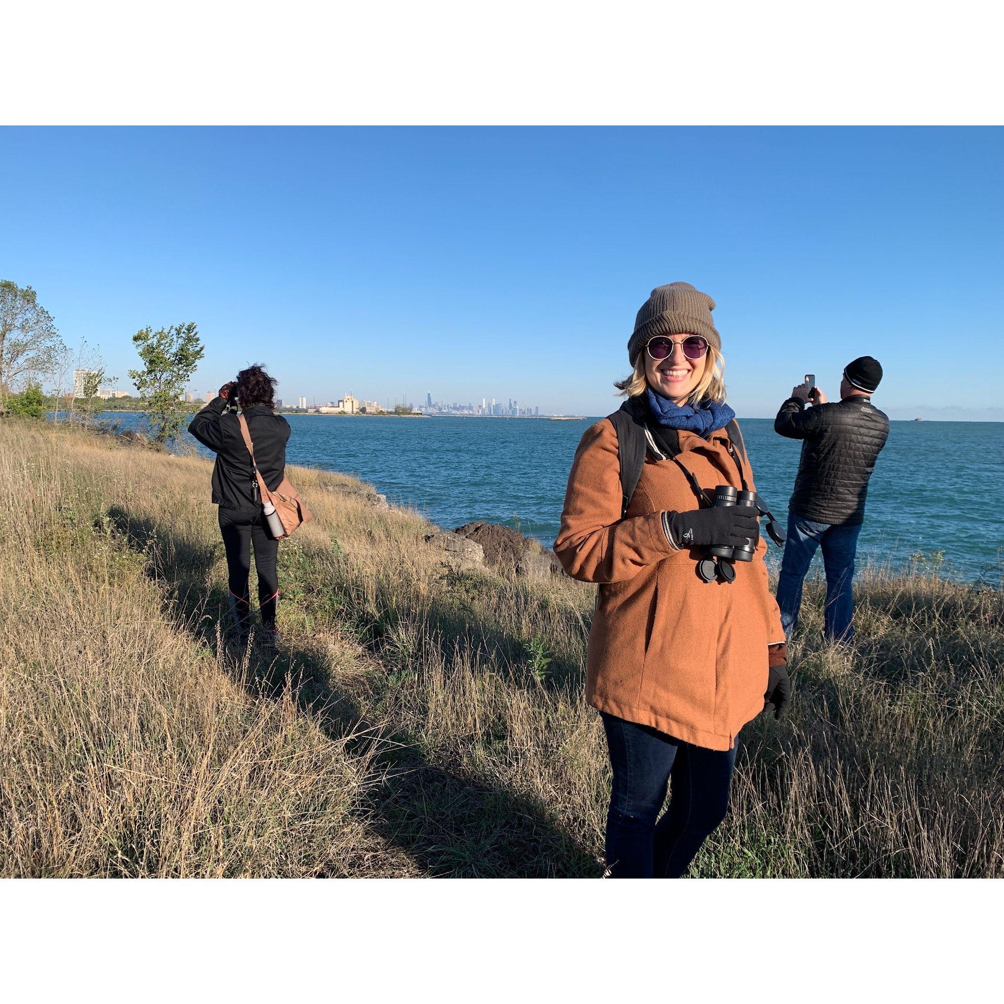 Shortly after moving to Chicago, Genevieve joined an elite group of birders and attended early morning bird walks, typically by the lake.