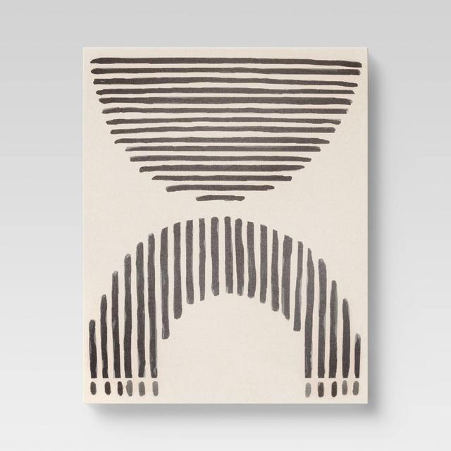 24" x 30" Lines on Linen Framed Wall Art Black - Project 62™