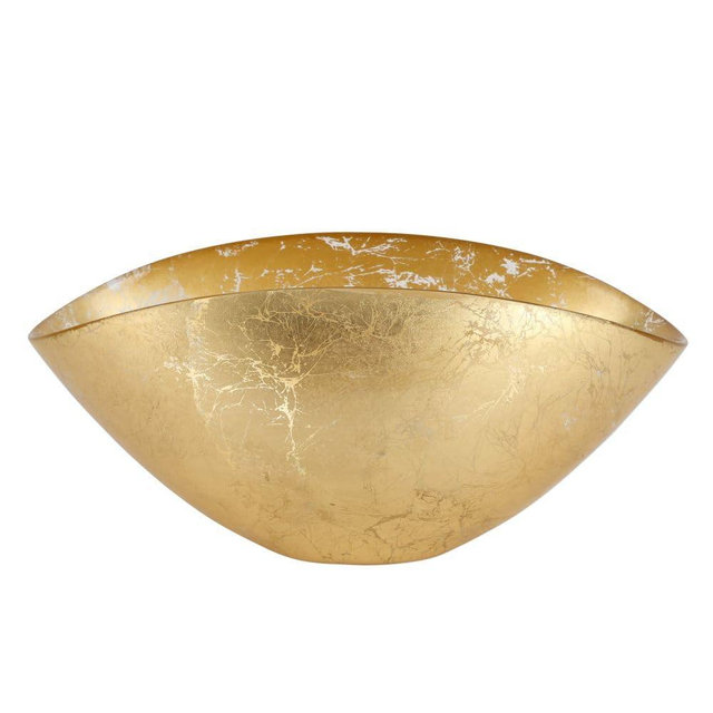 Vietri Moon Gold Glass Envelope Bowl, Glassware, 10.5" L x 5.5" W Serveware Dish for Dinner Party Entertaining & Wedding