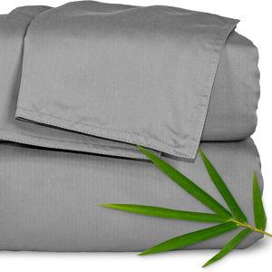 Pure Bamboo King Sheets, Genuine 100% Organic Viscose Derived from Bamboo Bed Sheet Set, Luxuriously Soft & Cooling, Double Stitching, 2 Year Quality Promise (King, Stone Grey)