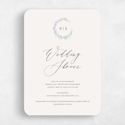 Beige Rounded Wedding Wedding Shower Invitation - Goundry Wreath