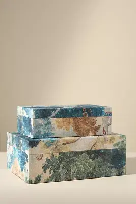 Judarn Fabric Covered Boxes, Set of 2