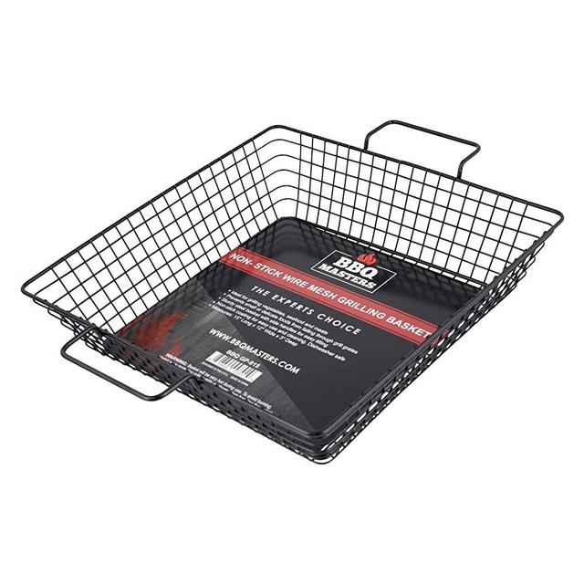 BBQ Masters Non-Stick Wire Mesh Grilling Basket - Grill Topper Barbecue Pan - Cook Vegetables, Seafood, Meats