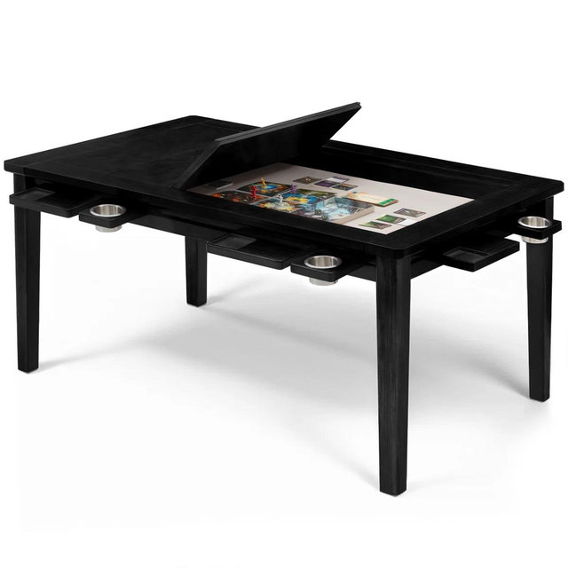 AHB Solid Wood Board Game For 4-6, D&D/Puzle Table W/ Game Mat, 6*Cup Holders & Hobby Trays, Dining Table W/ Removable Top & Reviews | Wayfair