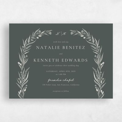 Dark Seaweed, Green Wedding Invitation - Arden Landscape