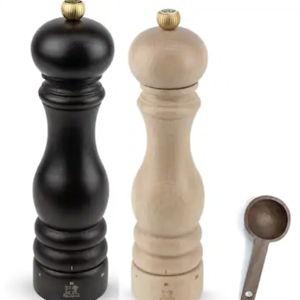 Peugeot Paris u'Select Salt & Pepper Mill, Inch, Chocolate/Natural - With Wooden Spice Scoop (9 Inch)