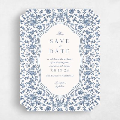 Beige Ticket Wedding Save the Date - Justine Portrait