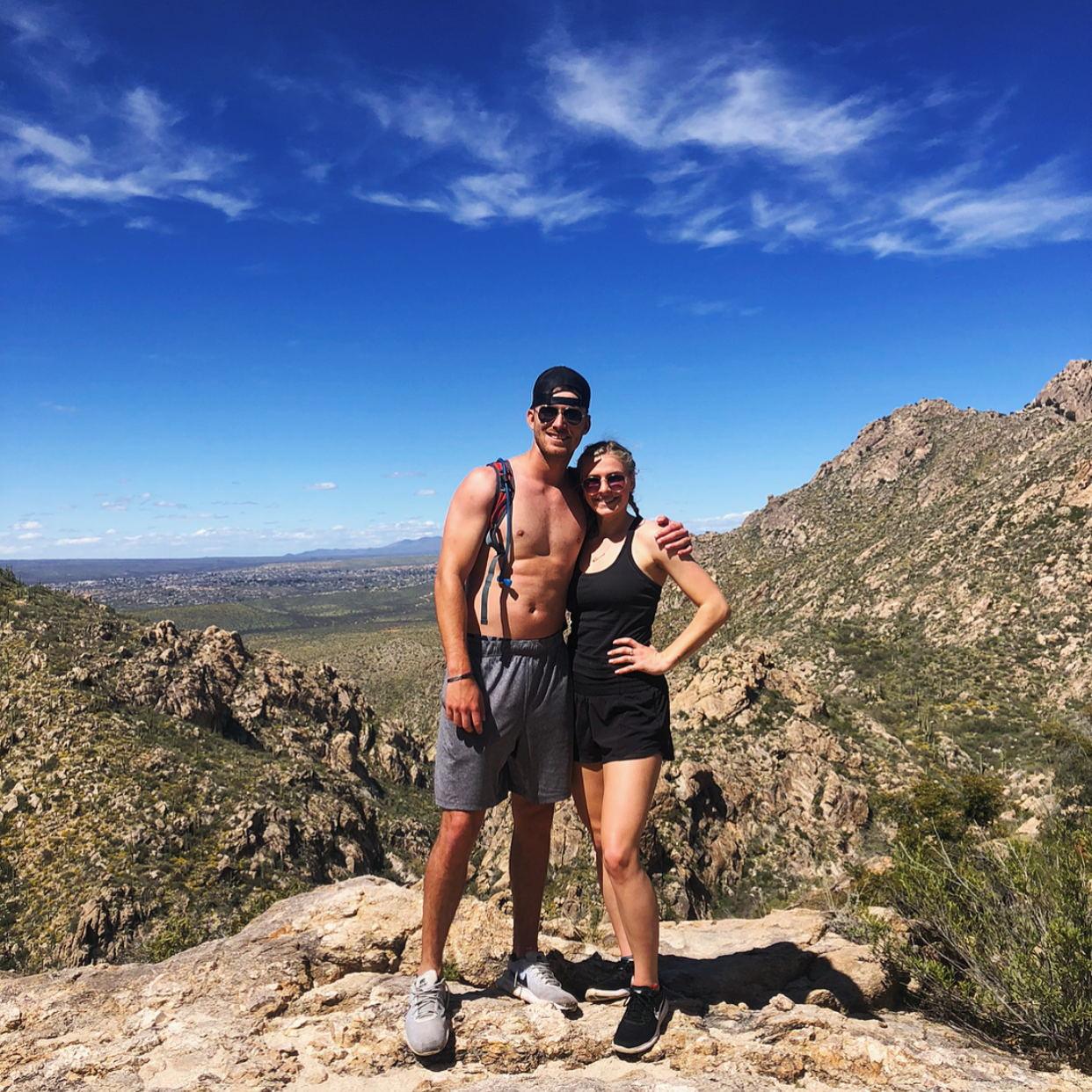 On a hike, one of the first times I visited Gabe in AZ