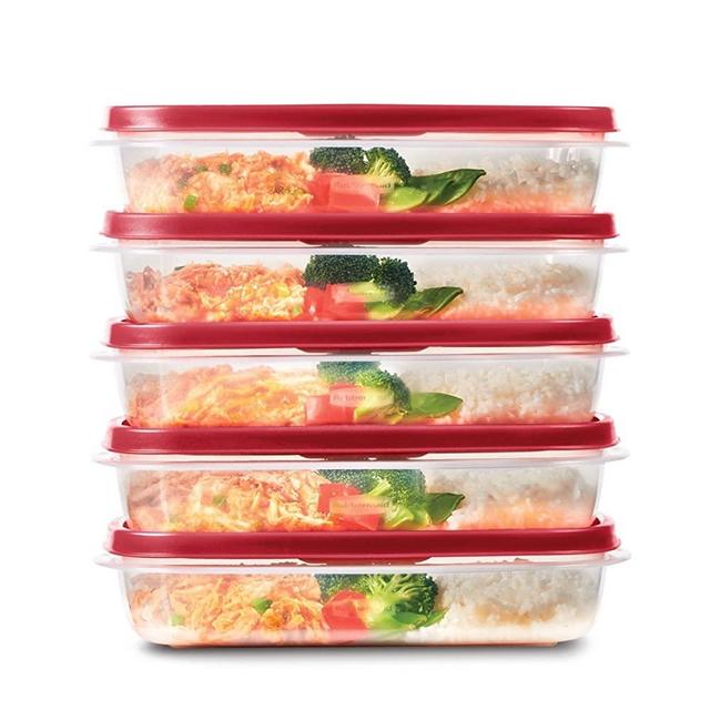 Rubbermaid EasyFindLids Meal Prep Containers, One Compartment, 5.5 Cup, 5-Pack