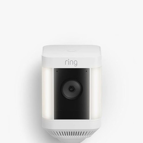 Ring Spotlight Cam Plus, Battery, Home or business security with HD video, Two-Way Talk, Color Night Vision, and Security Siren, White
