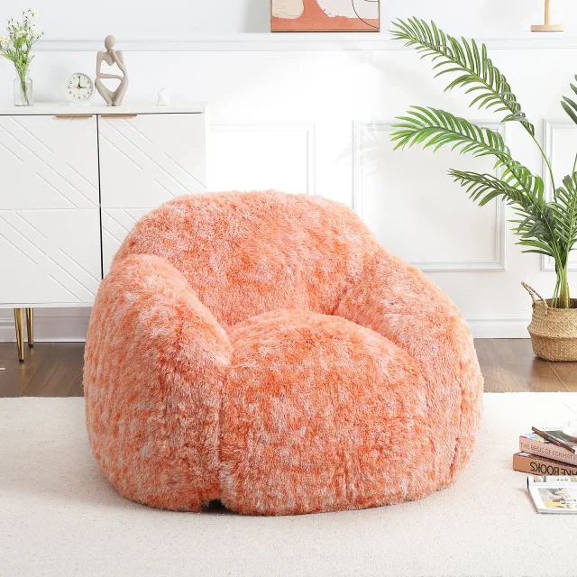Faux Fur Bean Bag Chair for Gaming Reading, Adult Bean Bag Couch with Armrest High-Density Foam Beanbag Chair Lazy Couch Sofa