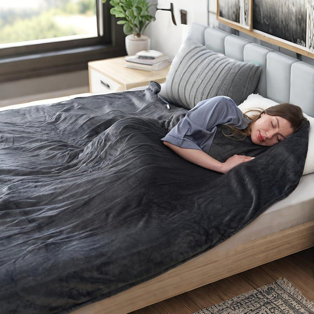 Eydna Electric Heated Blanket Full Size 72"x84", Cozy Soft Flannel Large Oversized, 6 Heating Levels & 10 Hours Auto Off Machine Washable, Dark Gray