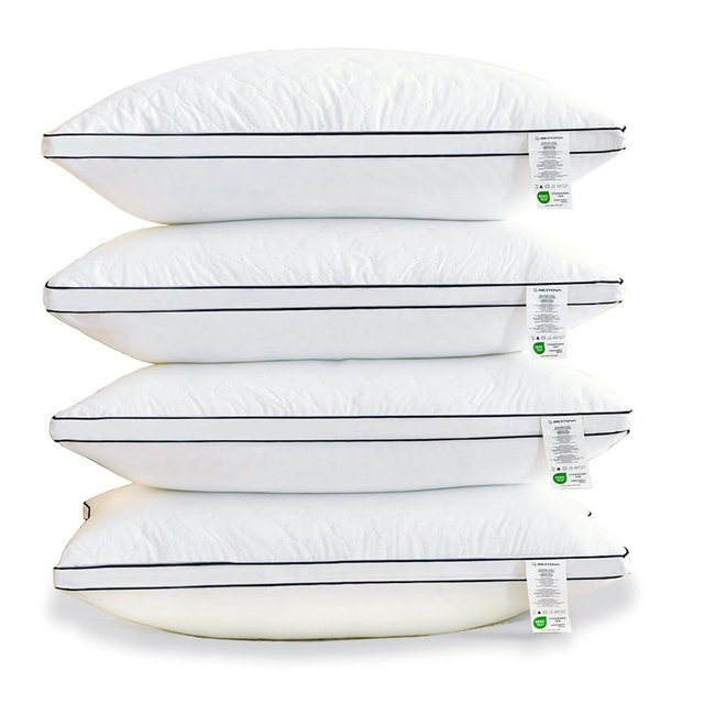 Bed pillows Reversible Queen Size Set of 4, Firm on One Side, Soft on the Other, Luxury Hotel Quality 3D Microfiber for Side, Back & Stomach Sleepers, Breathable Cover to Reduce Neck Pain 20*30