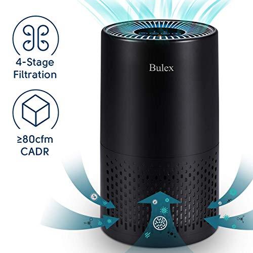 HEPA Air Purifier – Bulex Air Purifier with True HEPA Filter for 99.97% Purification, 4-Stage Filtration & Timing Function & Sleep Mode & Night Light, Easy to Set Air Purifier, Perfect for Bedroom