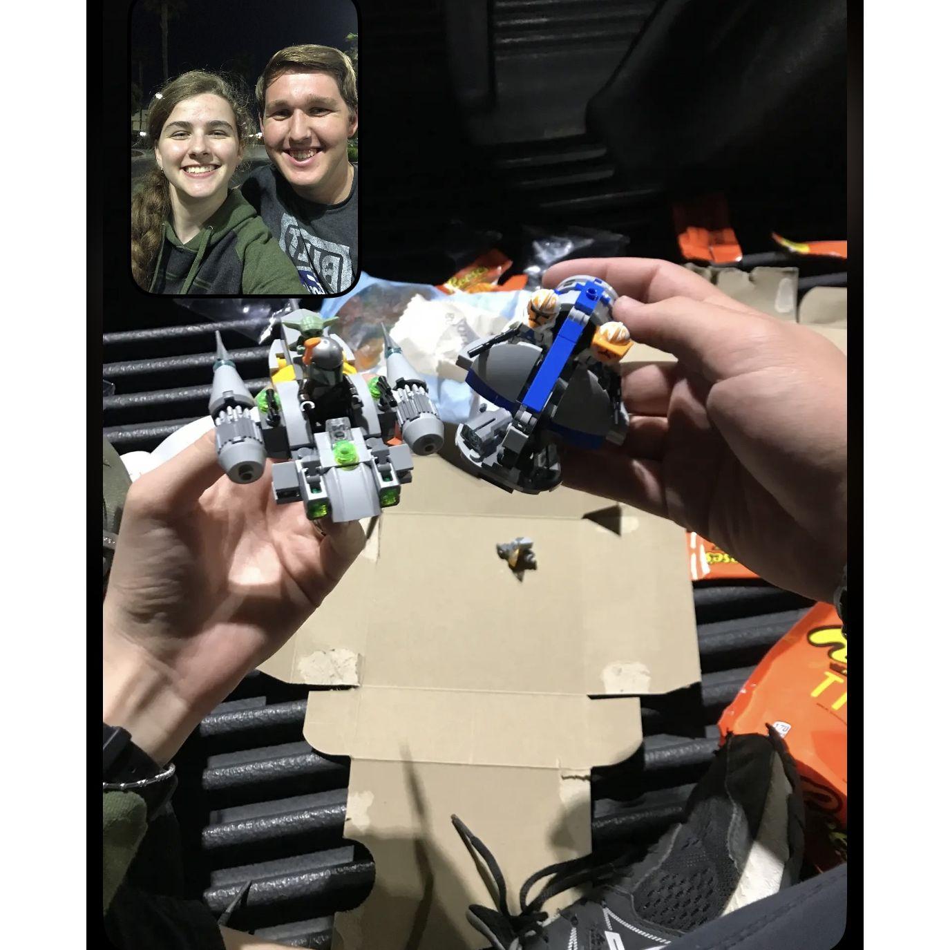 Build legos in the bed of Redmonds truck.