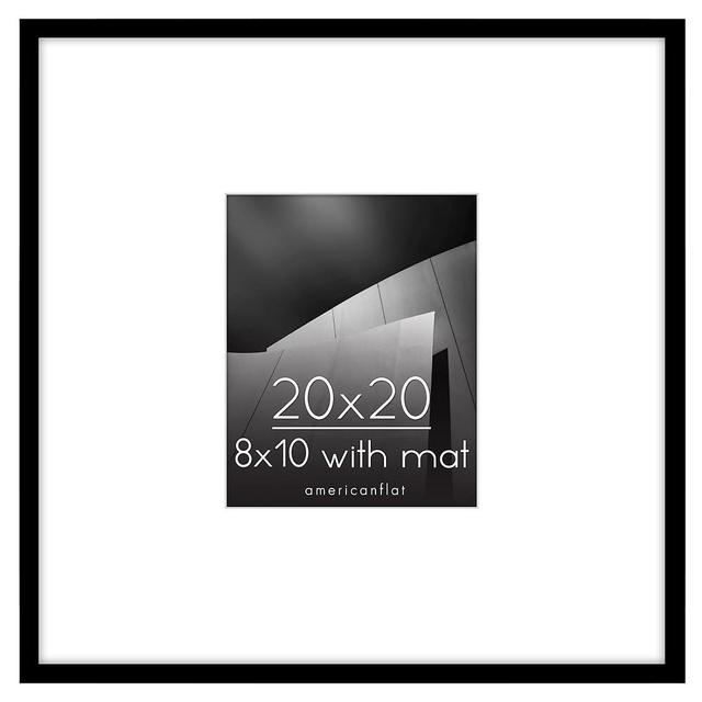 Americanflat 20x20 Picture Frame in Black - Use as 8x10 Picture Frame with Mat or 20x20 Frame Without Mat - Thin Border Photo Frame with Plexiglass Cover - Square Picture Frame for Wall Display