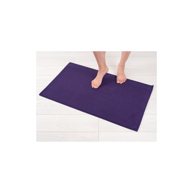 American Soft Linen 100% Cotton Bath Mat Rugs, 20x34 inches Slip Resistant Bottom Base Bath Mats for Bathroom, Purple