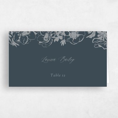 Grey Wedding Place Card - Anemone