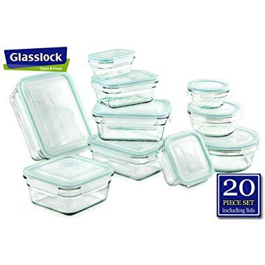 Glasslock Food Storage Glass Containers 20pc set R Anti-Spill Proof Airtight ~ Microwave & Oven Safe