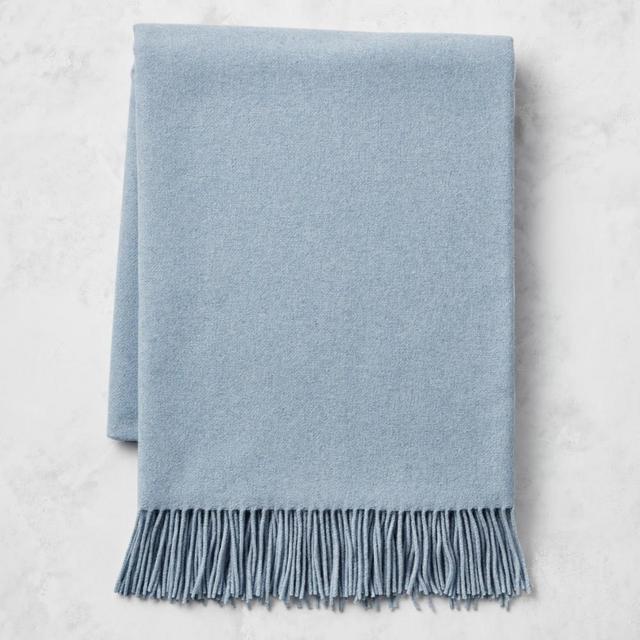 Solid Cashmere Throw, 50" X 65", Chambray Blue