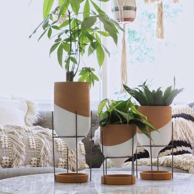Tabletop Funnel Pot Trio on Wire Stands Set of 3