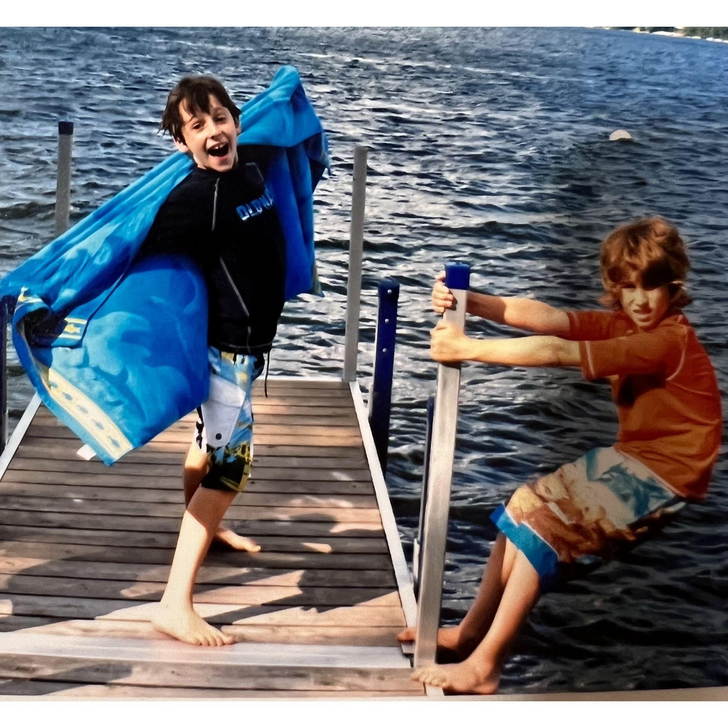 Brett (best man) and Anthony at the lake