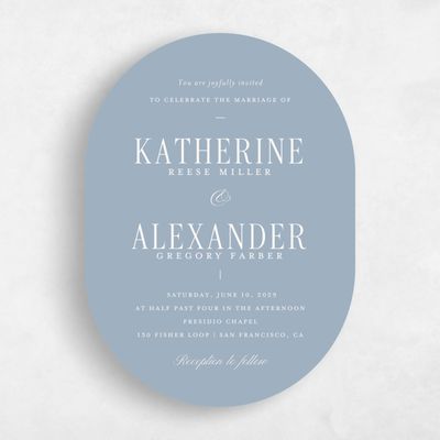 Powder Blue Wedding Invitation - Dove Portrait